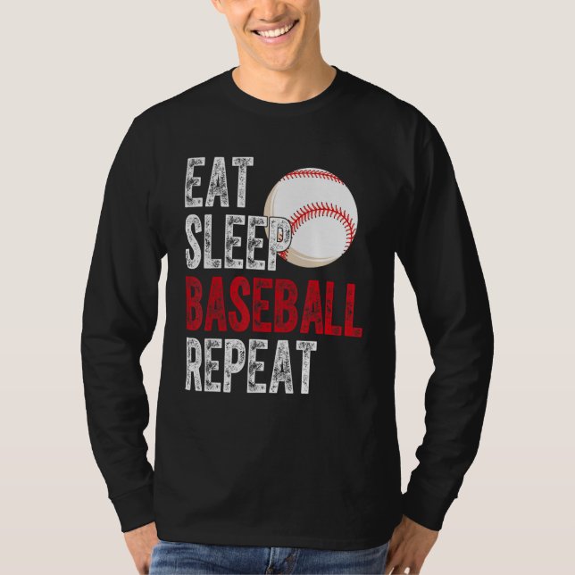 T-shirt Eat Sleep Baseball Repeat Baseball Player  Basebal (Devant)