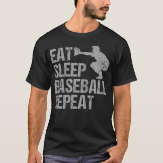 T-shirt Eat Sleep Baseball Repeat Baseball Player Funny Ba