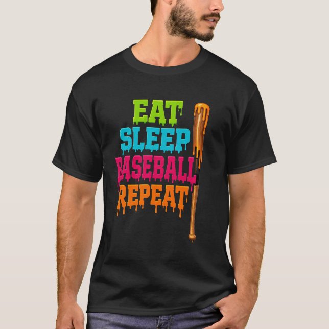 T-shirt Eat Sleep Baseball Repeat Drip (Devant)