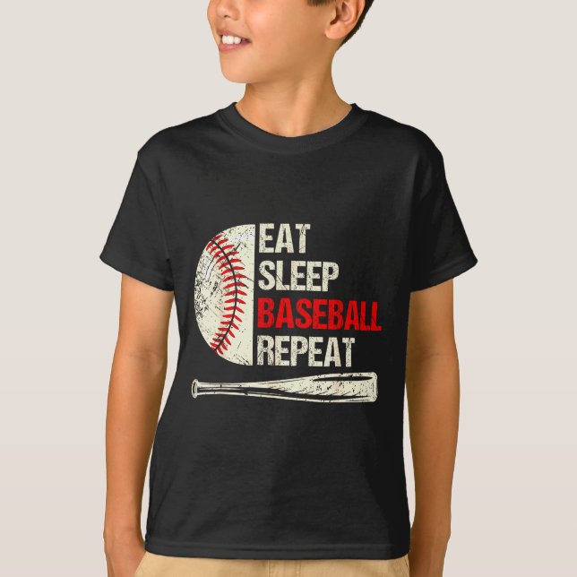 T-shirt Eat Sleep Baseball Repeat Funny Baseball Player  (Devant)