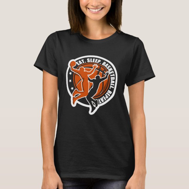 T-shirt Eat Sleep Basketball Repeat Basketball Fan (Devant)