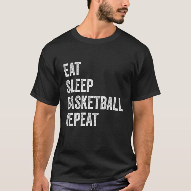 T-shirt Eat Sleep Basketball Repeat Basketball Player Funn (Devant)
