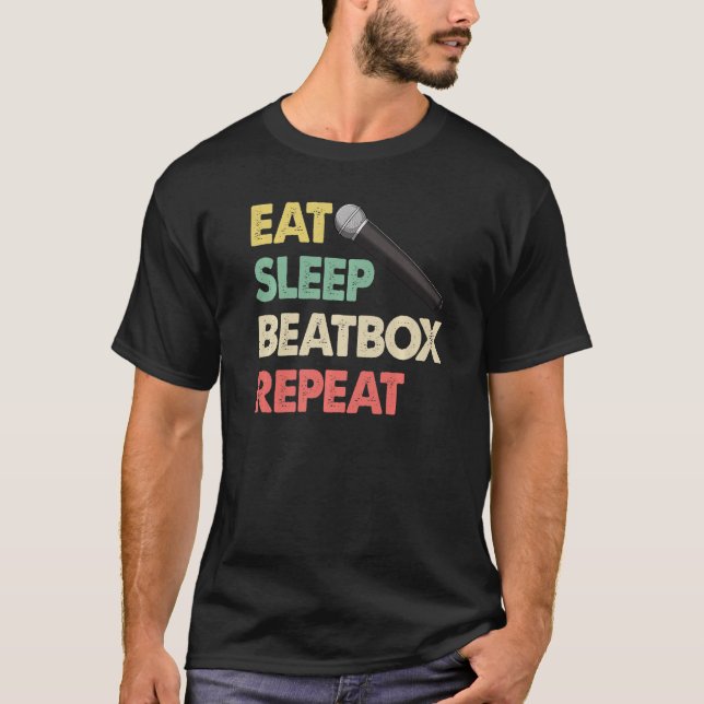 T-shirt Eat Sleep Beatbox Répéter l'enregistreur de bande  (Devant)
