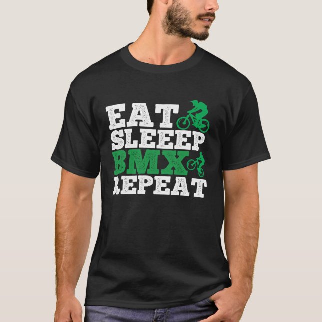 T-shirt Eat Sleep Bmx Repeat  Bmx Rider (Devant)