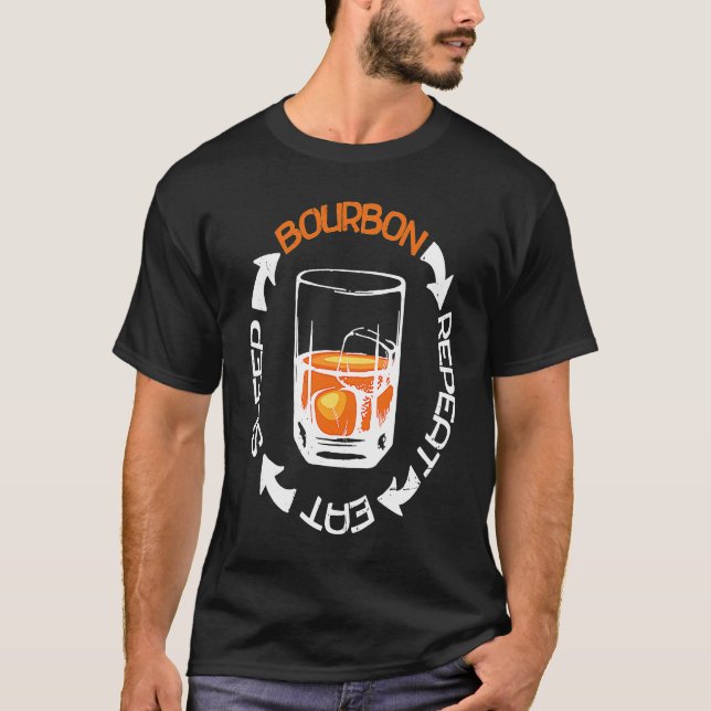 T-shirt Eat Sleep Bourbon Repeat Scotch  Single Malt Whisk (Devant)