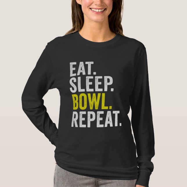 T-shirt Eat Sleep Bowl Repeat Cricket Bowling (Devant)