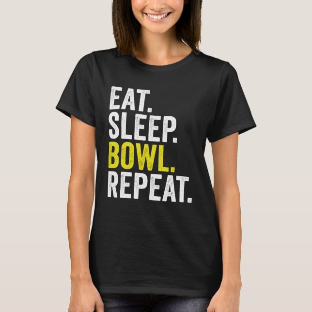 T-shirt Eat Sleep Bowl Repeat Cricket Bowling (Devant)