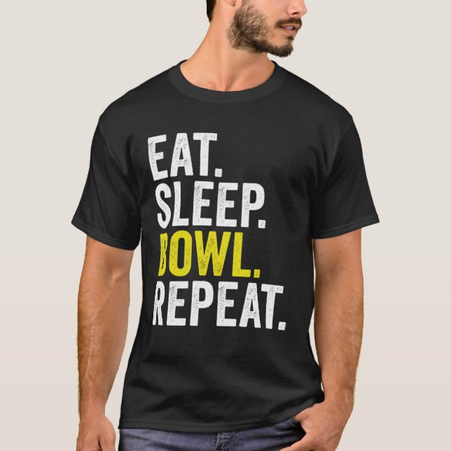 T-shirt Eat Sleep Bowl Repeat Cricket Bowling (Devant)
