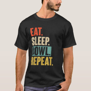 T-shirt Eat Sleep Bowl Répéter Funny Retro Vintage Bowl