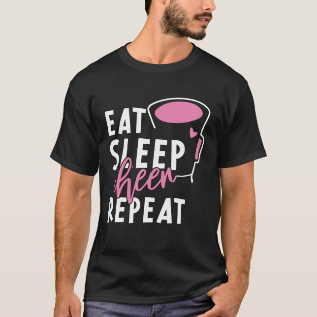 T-shirt Eat Sleep Cheer Repeat Cheerleading Cheerleader Wo (Devant)