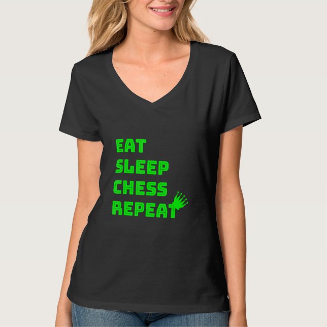 T-shirt Eat Sleep Chess Repeat Chess Club (Devant)