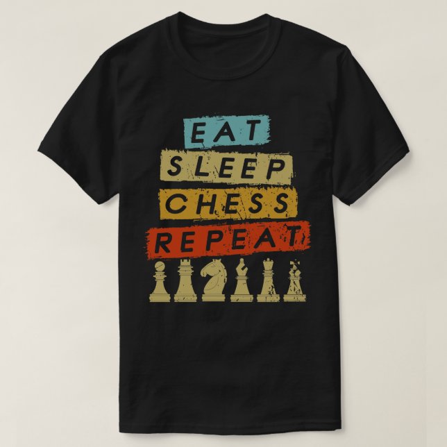 T-shirt Eat Sleep Chess Répéter 2 (Design devant)