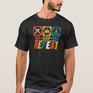 T-shirt Eat Sleep Church Répéter la foi Christian Religiou