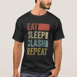 T-shirt Eat Sleep Clash Répéter Clan de Jeu Vintage Rét