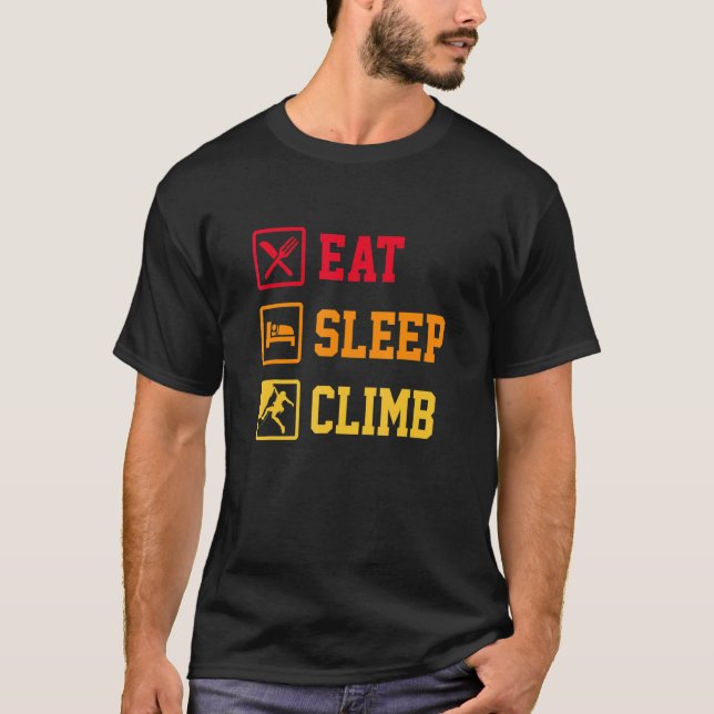 T-shirt Eat Sleep Climb Repeat Rock Boulder Bouldering Roc (Devant)