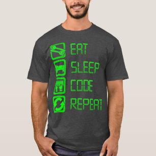 T-shirt Eat Sleep Code Programmation et codage répétés