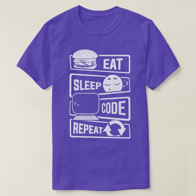 T-shirt Eat Sleep Code Répéter programmeur ordinateur CLI  (Design devant)