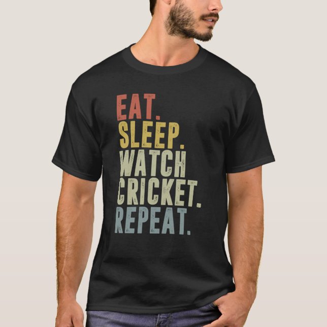 T-shirt Eat Sleep Cricket Repeat Cricketer (Devant)