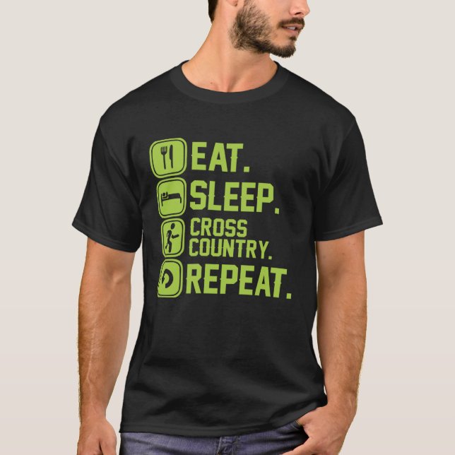 T-shirt Eat sleep cross country repeat runner jogger (Devant)