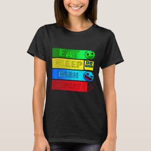 T-shirt Eat Sleep Dash Répéter Video Game Géométrie Vidéo 