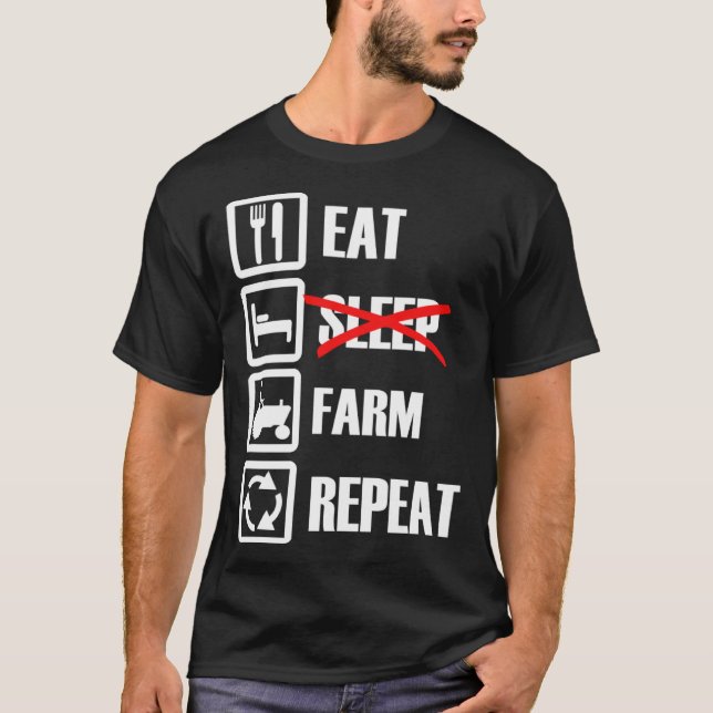 T-shirt Eat Sleep Farm Repeat (Devant)