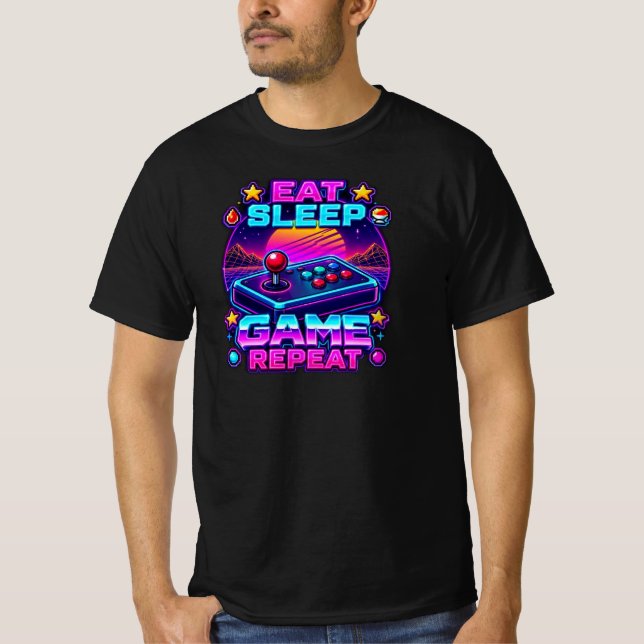 T-Shirt Eat Sleep Game Repeat (Devant)