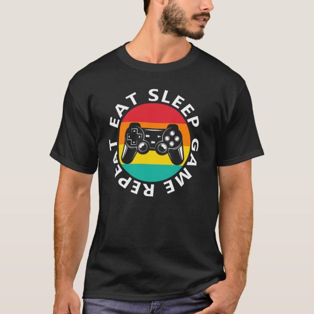 T-shirt Eat sleep game repeat (Devant)