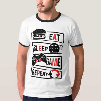 T-shirt Eat Sleep Game Repeat | Citation drôle de