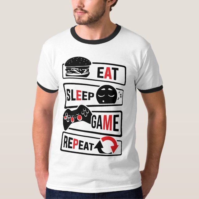 T-shirt Eat Sleep Game Repeat | Citation drôle de  (Devant)