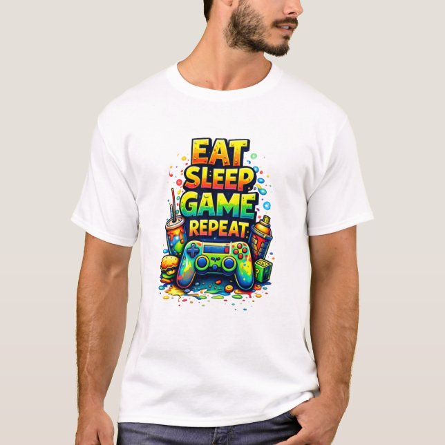 T-shirt Eat Sleep Game Repeat – Classic Gamer Lifestyle  (Devant)