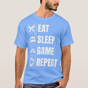 T-shirt Eat Sleep Game Repeat Gamer  Funny Video Games Gif