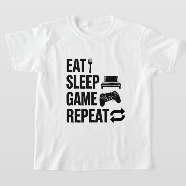 T-shirt Eat Sleep Game Repeat Gaming (Poser)