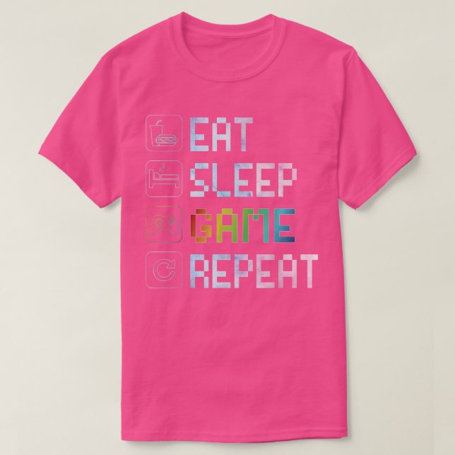 T-shirt Eat Sleep Game Repeat  RGB Effect  for Video Games (Design devant)