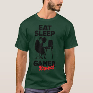 T-shirt Eat Sleep Gamer Repeat Video Game Player Gaming Ge