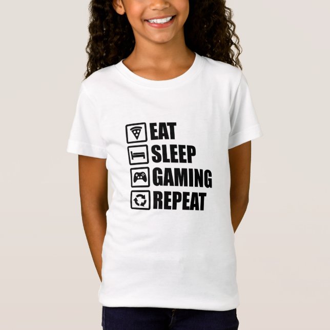 T-Shirt Eat Sleep Gaming Repeat - Cadeau Parfait pour Game (Devant)