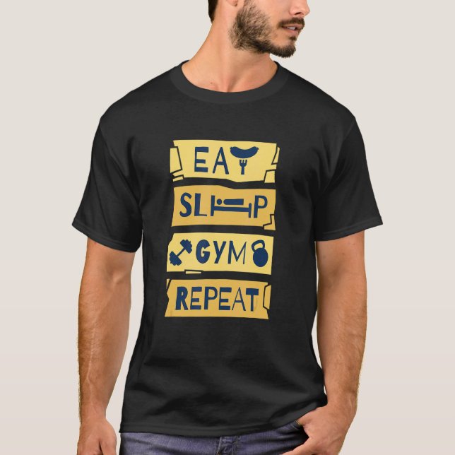 T-shirt EAT SLEEP GYM REPEAT fitness poids corporel (Devant)