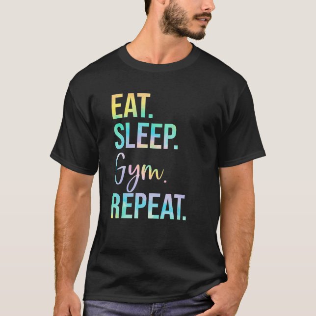 T-shirt Eat Sleep Gym Repeat Weightlifting Fitness Weightl (Devant)