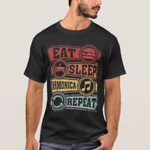 T-shirt Eat Sleep harmonica Répéter