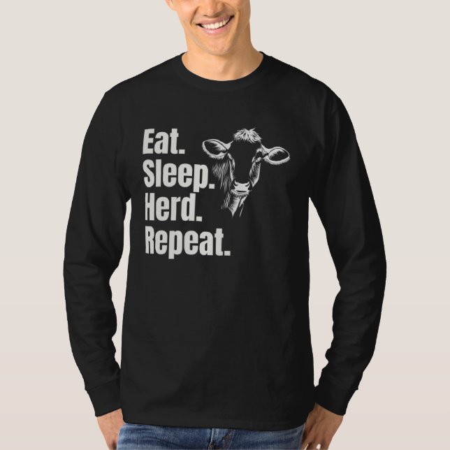 T-shirt Eat Sleep Herd Repeat  Cow (Devant)