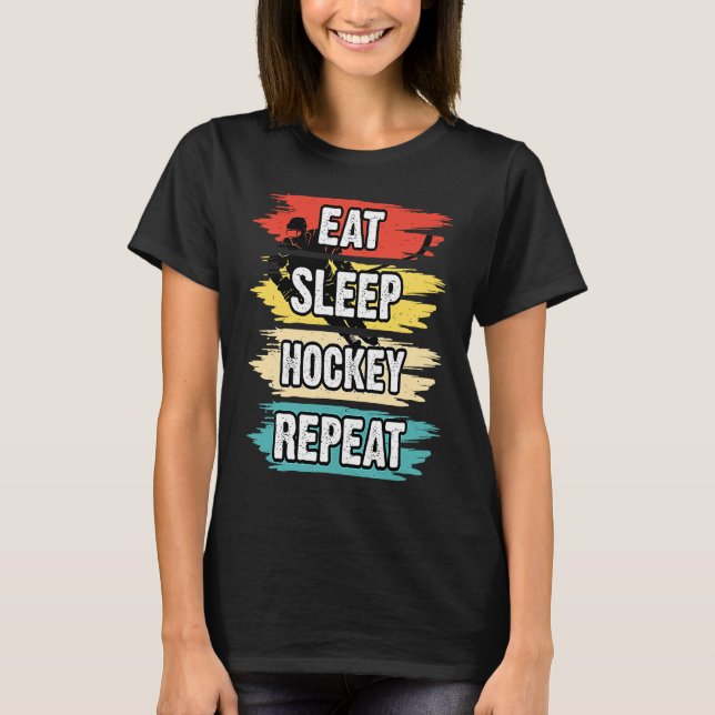T-shirt Eat Sleep Hockey Repeat Funny Ice Hockey Frisbee L (Devant)