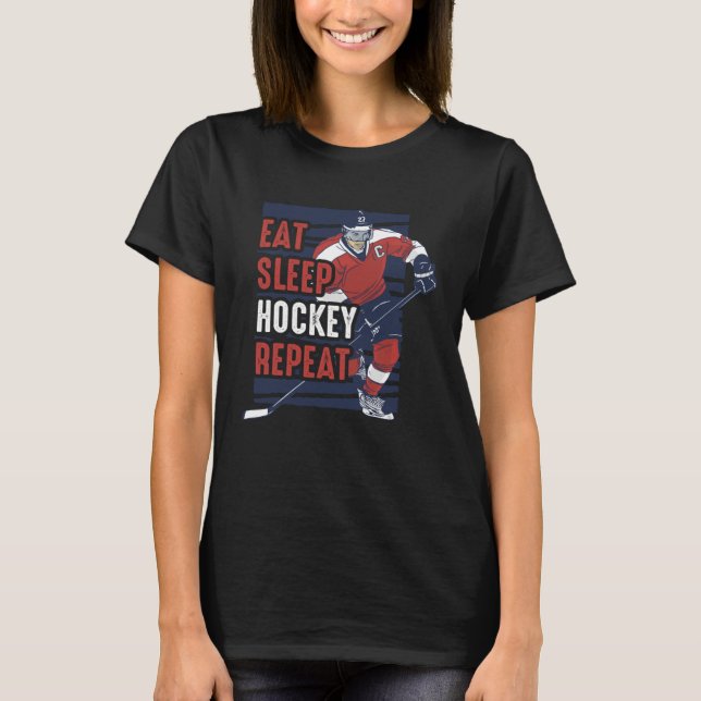 T-shirt Eat Sleep Hockey Repeat  Hockey Player  for Boys (Devant)