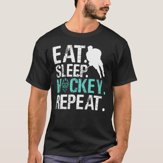 T-shirt Eat Sleep Hockey Repeat Ice Hockey (Devant)
