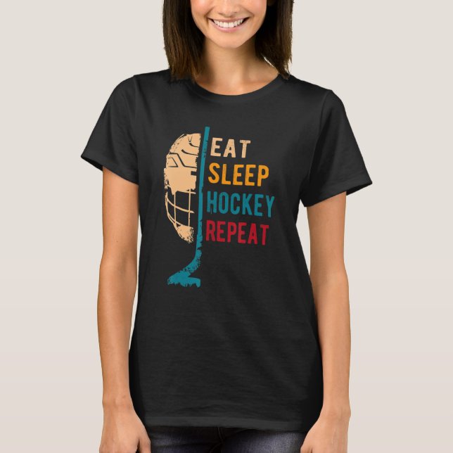 T-shirt Eat Sleep Hockey Repeat Vintage (Devant)