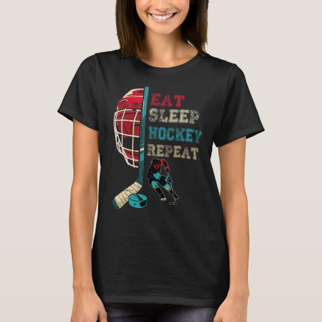T-shirt Eat Sleep Hockey Repeat vintage (Devant)