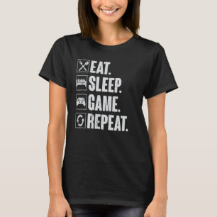 T-shirt Eat Sleep Jeu Répéter Funny Video Gamer Gift Gamin