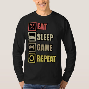 T-shirt Eat Sleep Jeu Répéter Gaming Contrôleur Pc Compute