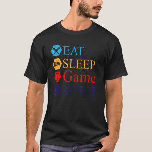 T-shirt Eat Sleep Jeu Répéter Jeu Gamer Drôle Jeu