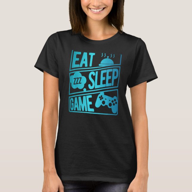 T-shirt Eat Sleep Jeu Répéter Jeu Vidéo Joueur G (Devant)