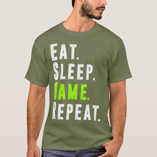 T-shirt Eat Sleep Jeu Répéter Vidéo Ordinateur Jeu (Devant)