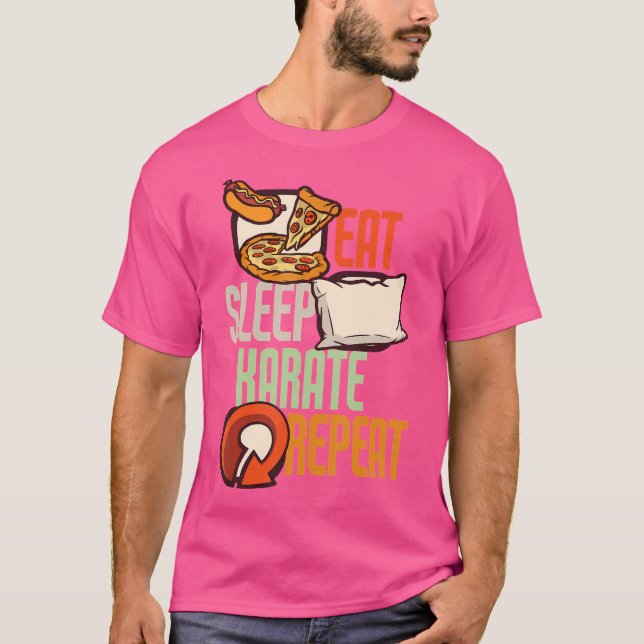 T-shirt Eat Sleep Karate Répéter Karate (Devant)